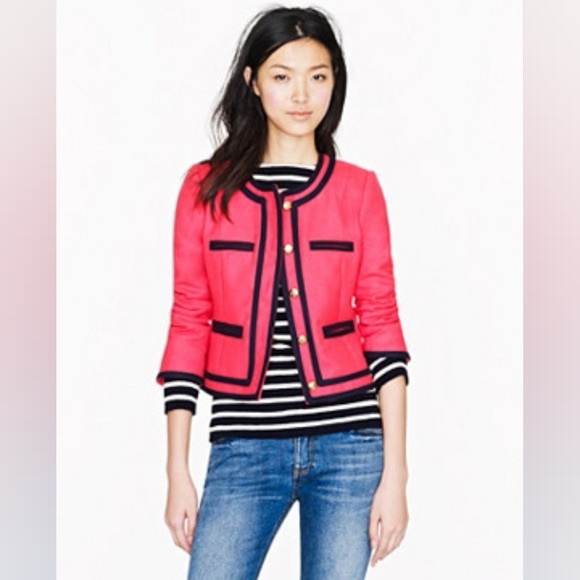 J. Crew Size 6 Lady Jacket Cropped Blazer Double Serge Wool Berry Pink - Picture 11 of 13